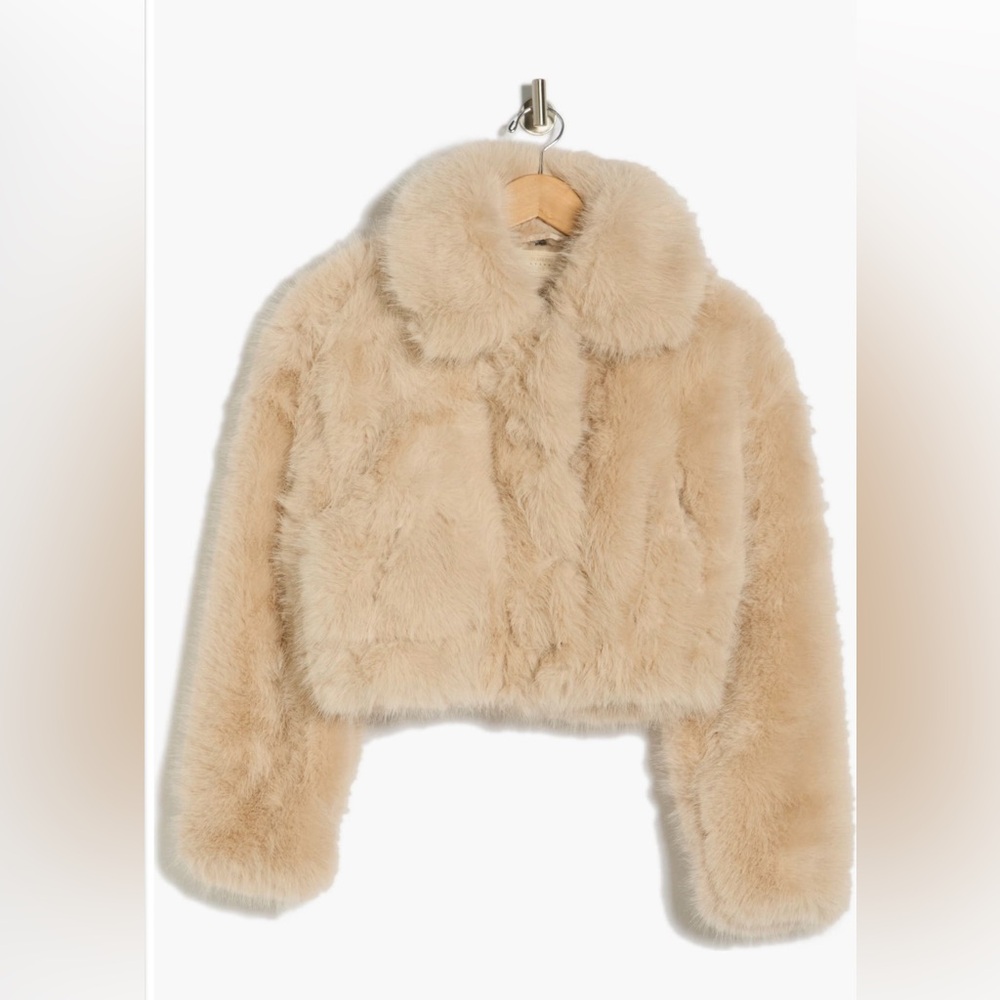 BLANKNYC, CROP FAUX FUR JACKET